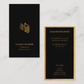 プロフェッショナルアイロンサービスブラック金ゴールドエレガント 名刺 (正面/裏面)