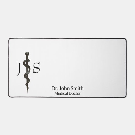 プロフェッショナルアスクシンプルレピウス白黒メディカル デスクマット (正面)