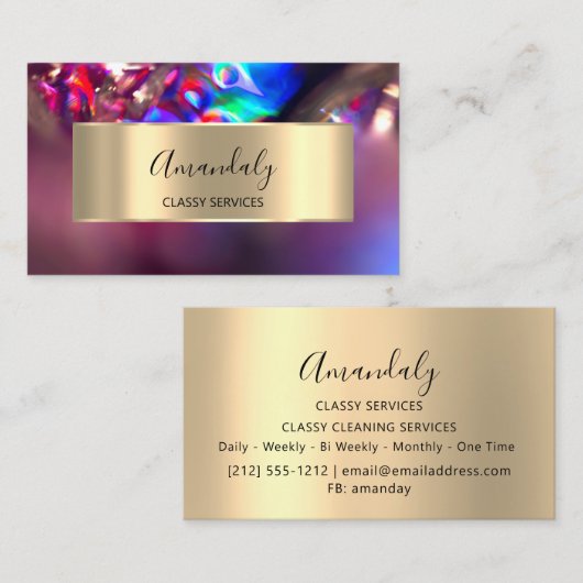 プロフェッショナルアフィリエイトマーケティングホログラフィック金ゴールド 名刺 (正面/裏面)