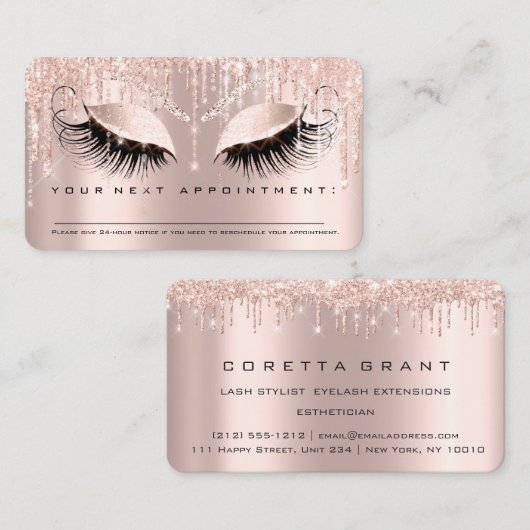 プロフェッショナルアポイントメントリマインダー美しいまつげ 名刺 (正面/裏面)