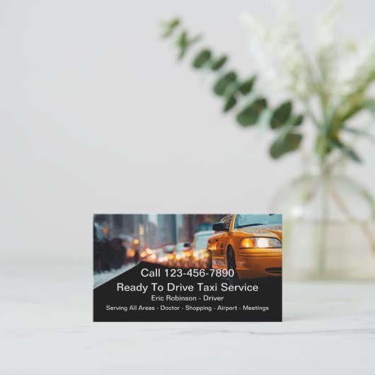 プロフェッショナルイエロータクシーサービスビジネスカード 名刺 (スタンド正面)