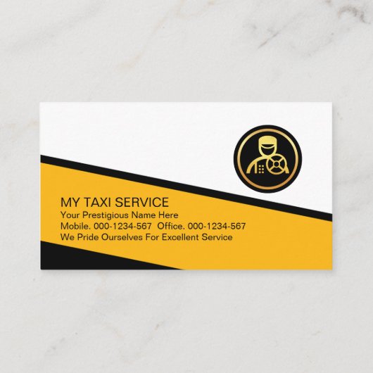 プロフェッショナルイエロータクシー三角形キャブドライバ 名刺 (裏面)