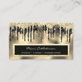 プロフェッショナルイベントまつ毛ガラス金ゴールドブラックドリップ 名刺