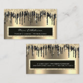 プロフェッショナルイベントまつ毛セピア金ゴールドブラックドリップ 名刺 (正面/裏面)
