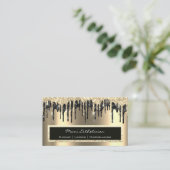 プロフェッショナルイベントまつ毛セピア金ゴールドブラックドリップ 名刺 (スタンド正面)