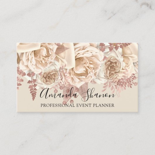 プロフェッショナルイベントプランナーバラ赤面ロゴQRコード 名刺 (正面)