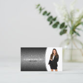 プロフェッショナルイベントプランナーブラックグラデーショングリッター 名刺 (スタンド正面)