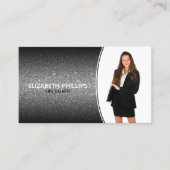 プロフェッショナルイベントプランナーブラックグラデーショングリッター 名刺 (正面)