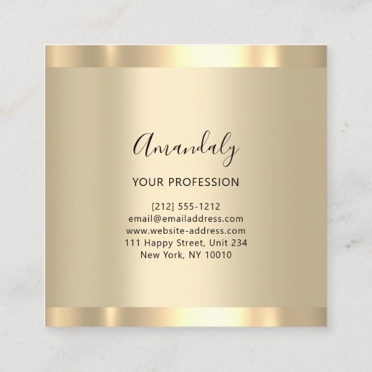 プロフェッショナルイベントプランナー大理石金ゴールドロゴ スクエア名刺 (裏面)