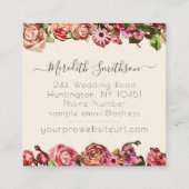 プロフェッショナルウェディングプランナーエレガント赤面&ピンク スクエア名刺 (裏面)