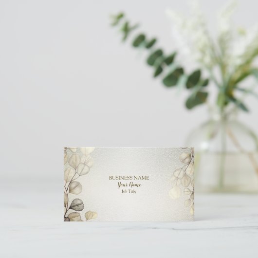 プロフェッショナルウォーターカラーゴールデンユーカリの葉 名刺 (スタンド正面)