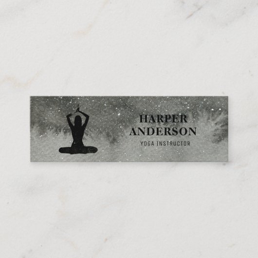 プロフェッショナルウォーターカラーブラックヨガインストラクター スキニー名刺 (正面)