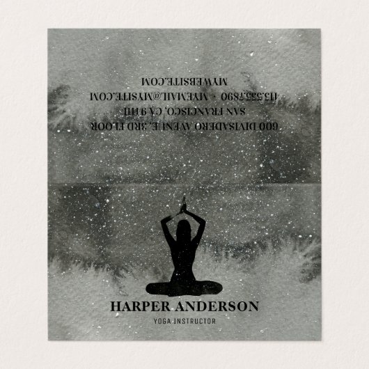プロフェッショナルウォーターカラーブラックヨガインストラクター 名刺 (外部フラット)