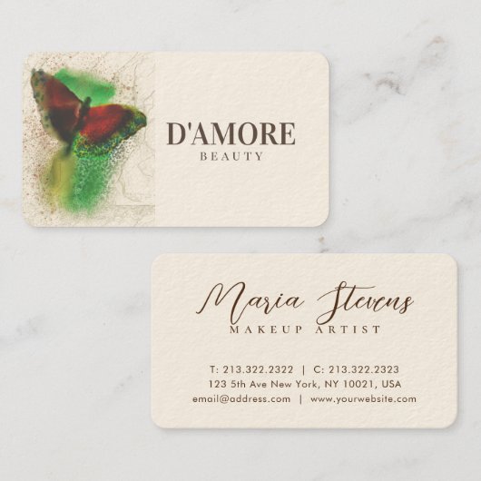 プロフェッショナルウオーターカラーグリーナリーバタフライ 名刺 (正面/裏面)