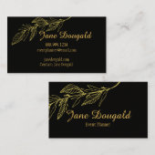 プロフェッショナルエエレガントンクラシックド黒金ゴールド自然 名刺 (正面/裏面)