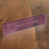 プロフェッショナルエグゼクティブブルグンディモダンビジネス デスクネームプレート (側面)