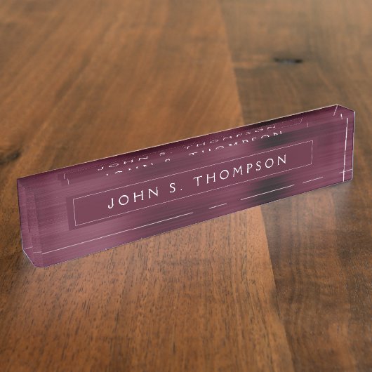 プロフェッショナルエグゼクティブブルグンディモダンビジネス デスクネームプレート (側面)