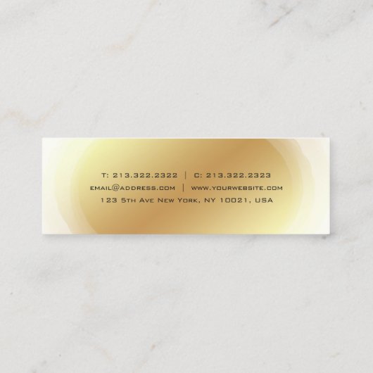 プロフェッショナルエリート金ゴールドエレガントデザインプレインシック スキニー名刺 (裏面)