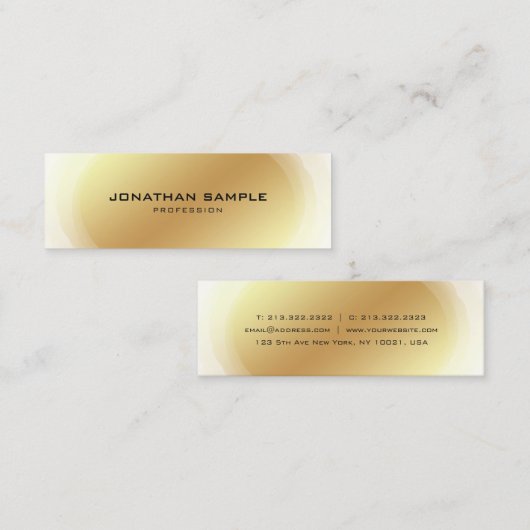 プロフェッショナルエリート金ゴールドエレガントデザインプレインシック スキニー名刺 (正面/裏面)