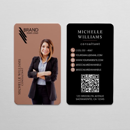 プロフェッショナルエレガントの写真とロゴ 名刺