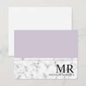 プロフェッショナルエレガントほこりっぽい紫の大理石モノグラム ノートカード (正面/裏面)