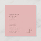 プロフェッショナルエレガントイニシャルレターラグジュアリープレーン スクエア名刺 (裏面)