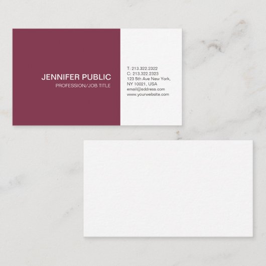 プロフェッショナルエレガントカラー芸術的プレーンモダン 名刺 (正面/裏面)