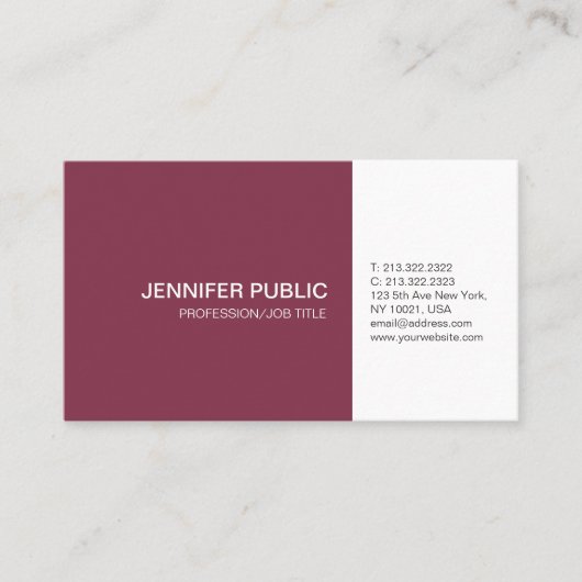 プロフェッショナルエレガントカラー芸術的プレーンモダン 名刺 (正面)