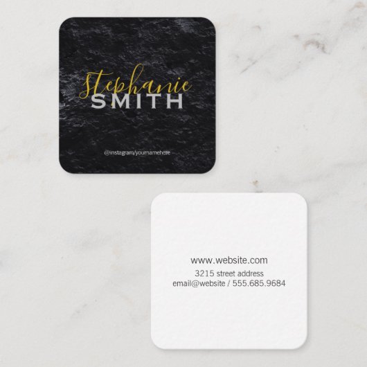 プロフェッショナルエレガントキュロシ石板 スクエア名刺 (正面/裏面)