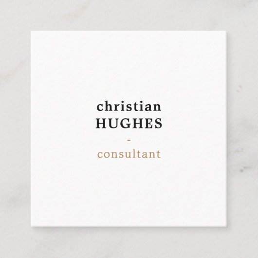プロフェッショナルエレガントクミニマルラフトブラウンホワイト スクエア名刺 (正面)