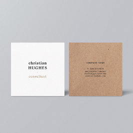 プロフェッショナルエレガントクミニマルラフトブラウンホワイト スクエア名刺