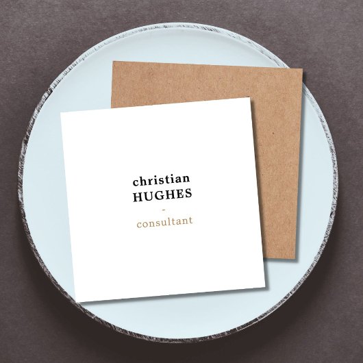 プロフェッショナルエレガントクミニマルラフトブラウンホワイト スクエア名刺