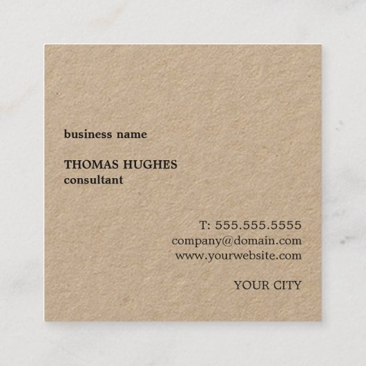 プロフェッショナルエレガントクミニマルラフトブラックモノグラム スクエア名刺 (裏面)