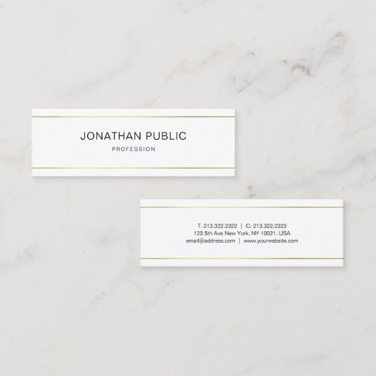 プロフェッショナルエレガントクモダンリー金ゴールドストライプの スキニー名刺 (正面/裏面)