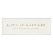 プロフェッショナルエレガントクリーム金ゴールド磁性従業員 名札 (正面)