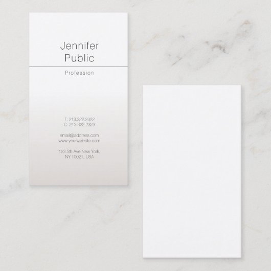 プロフェッショナルエレガントグラマーフェイクシルバーラグジュアリー 名刺 (正面/裏面)