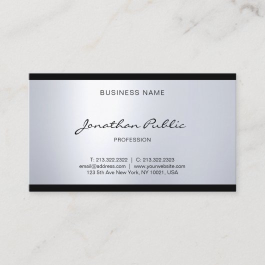 プロフェッショナルエレガントグラムハンドスクリプトシルバールック 名刺 (正面)