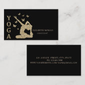 プロフェッショナルエレガントグリッターウィメンズシルエットヨガ 名刺 (正面/裏面)