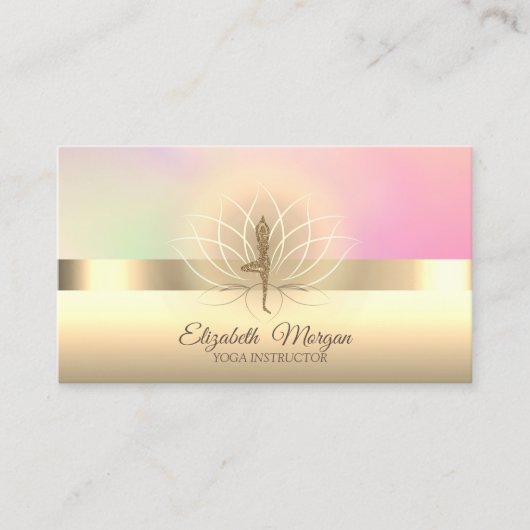プロフェッショナルエレガントグリッターヨガガガールロータス 名刺 (正面)