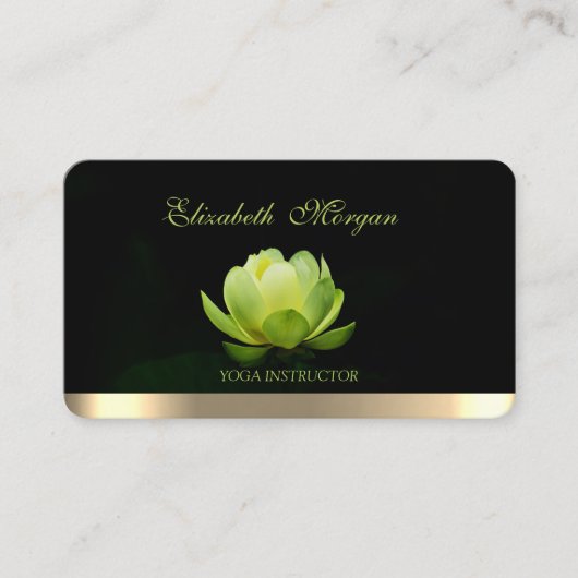 プロフェッショナルエレガントグリーンロータス,ヨガ 名刺 (正面)