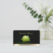 プロフェッショナルエレガントグリーンロータス,ヨガ 名刺 (スタンド正面)