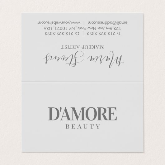 プロフェッショナルエレガントグレーと白の折り畳み 名刺 (外部フラット)