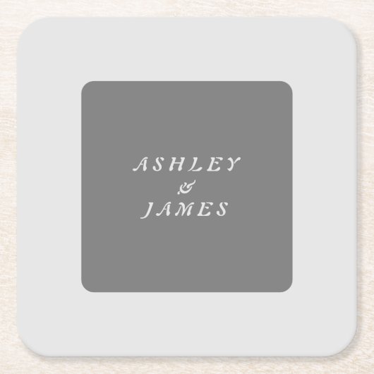 プロフェッショナルエレガントグレー平滑ミニマルモダンリスト スクエアペーパーコースター (正面)