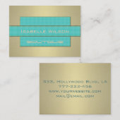 プロフェッショナルエレガントコンテンポラリーターコイズ金ゴールド 名刺 (正面/裏面)