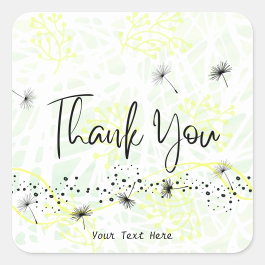 プロフェッショナルエレガントサンキューユータイポグラフィイエロー スクエアシール (正面)
