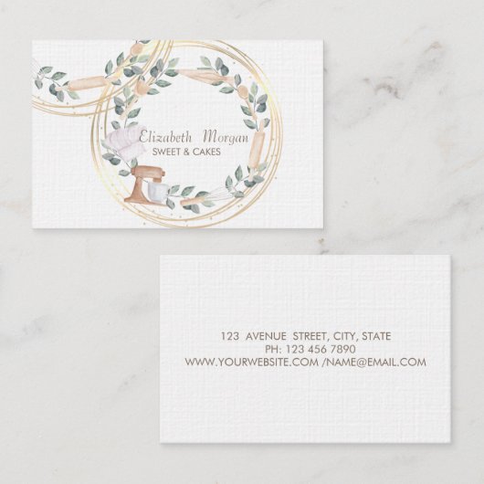 プロフェッショナルエレガントサークルミキサーケーキフローラ 名刺 (正面/裏面)