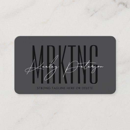 プロフェッショナルエレガントシグネチャダークグレモダンー 名刺 (正面)