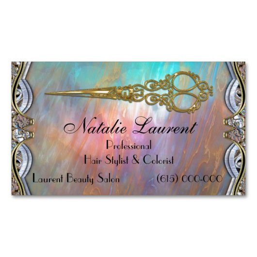 プロフェッショナルエレガントシザーシックブレード マグネット名刺 (正面)