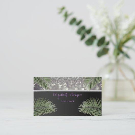 プロフェッショナルエレガントシスタイリッシュック、パーム葉 名刺 (スタンド正面)