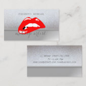 プロフェッショナルエレガントシックなキラキラと赤い唇 名刺 (正面/裏面)